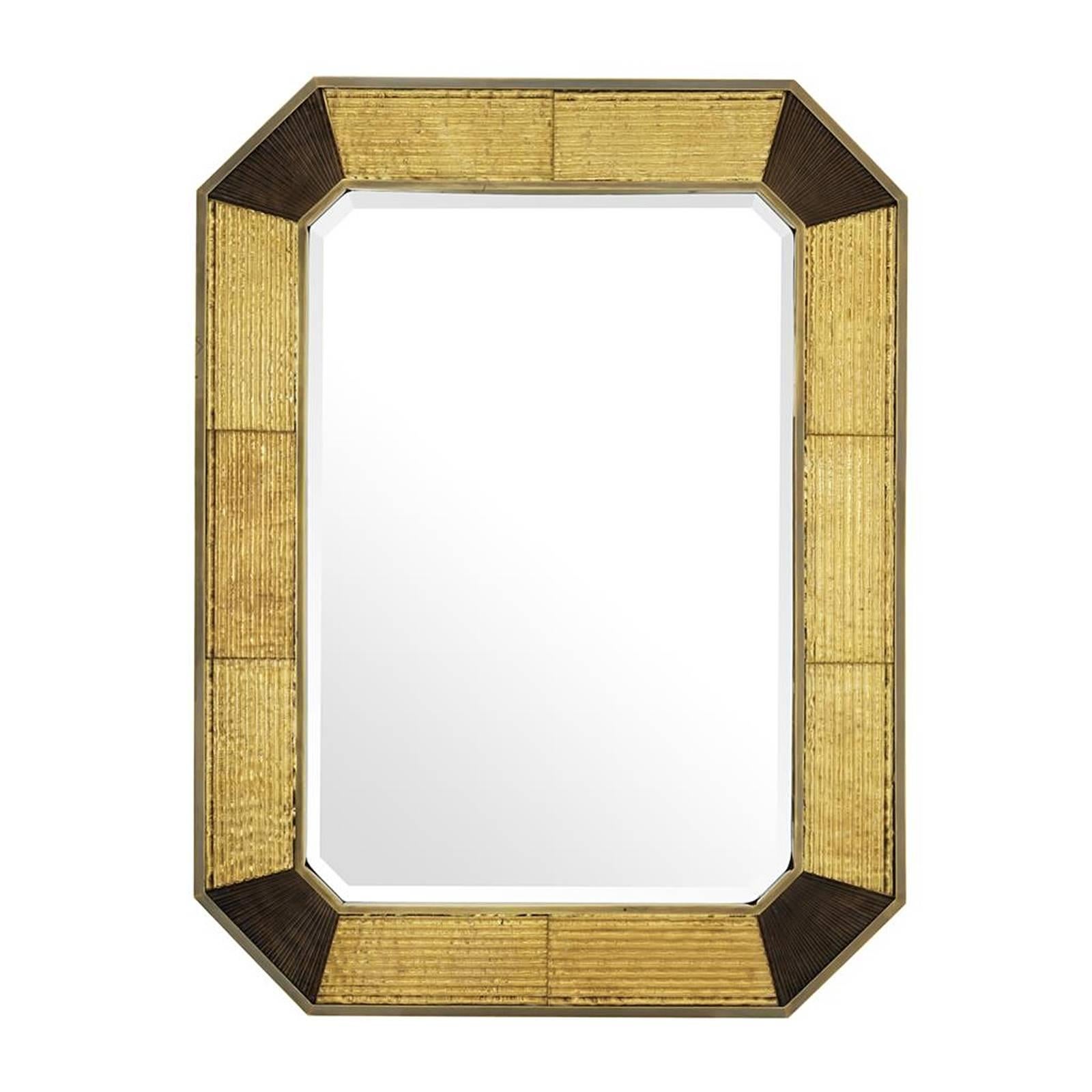 Mirror retro brass with aged brass 
frame and with handmade clear glass.
