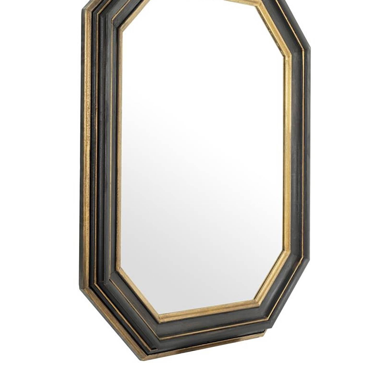 black and gold vintage mirror