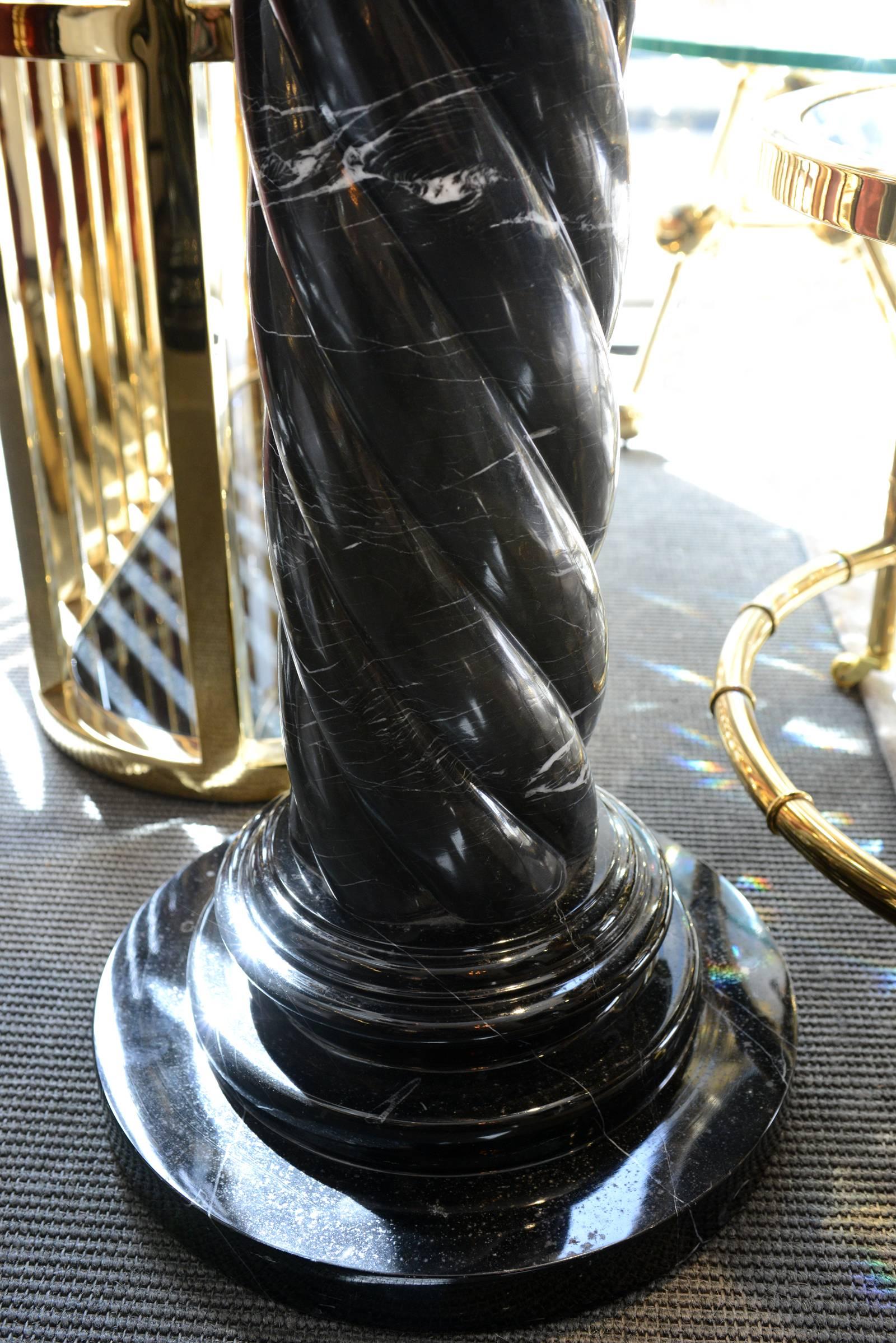 Alpha Column in Black Marble and Solid Bronze In Excellent Condition In Paris, FR