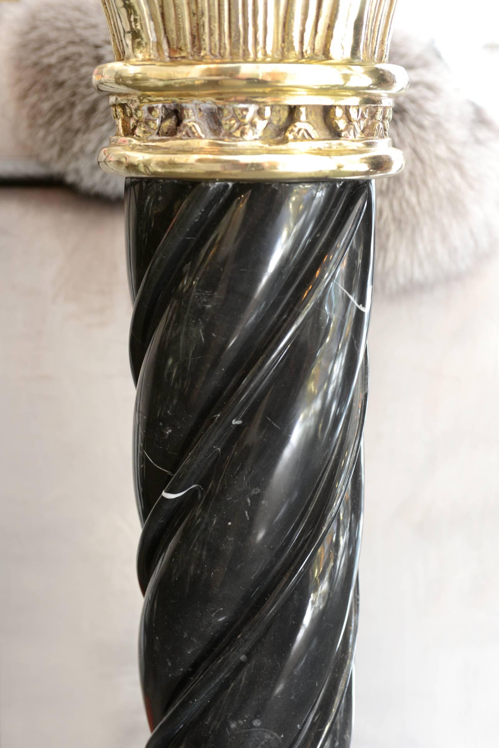 Italian Beta Column in Black Marble and Solid Bronze