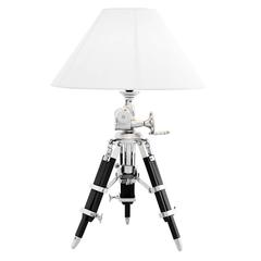 Tripod Table Lamp in Polished Aluminium and Black Finish Feet