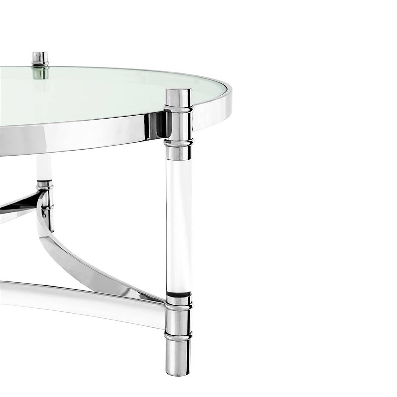 Tertio Coffee Table Clear Glass and Clear Acrylic In Excellent Condition In Paris, FR