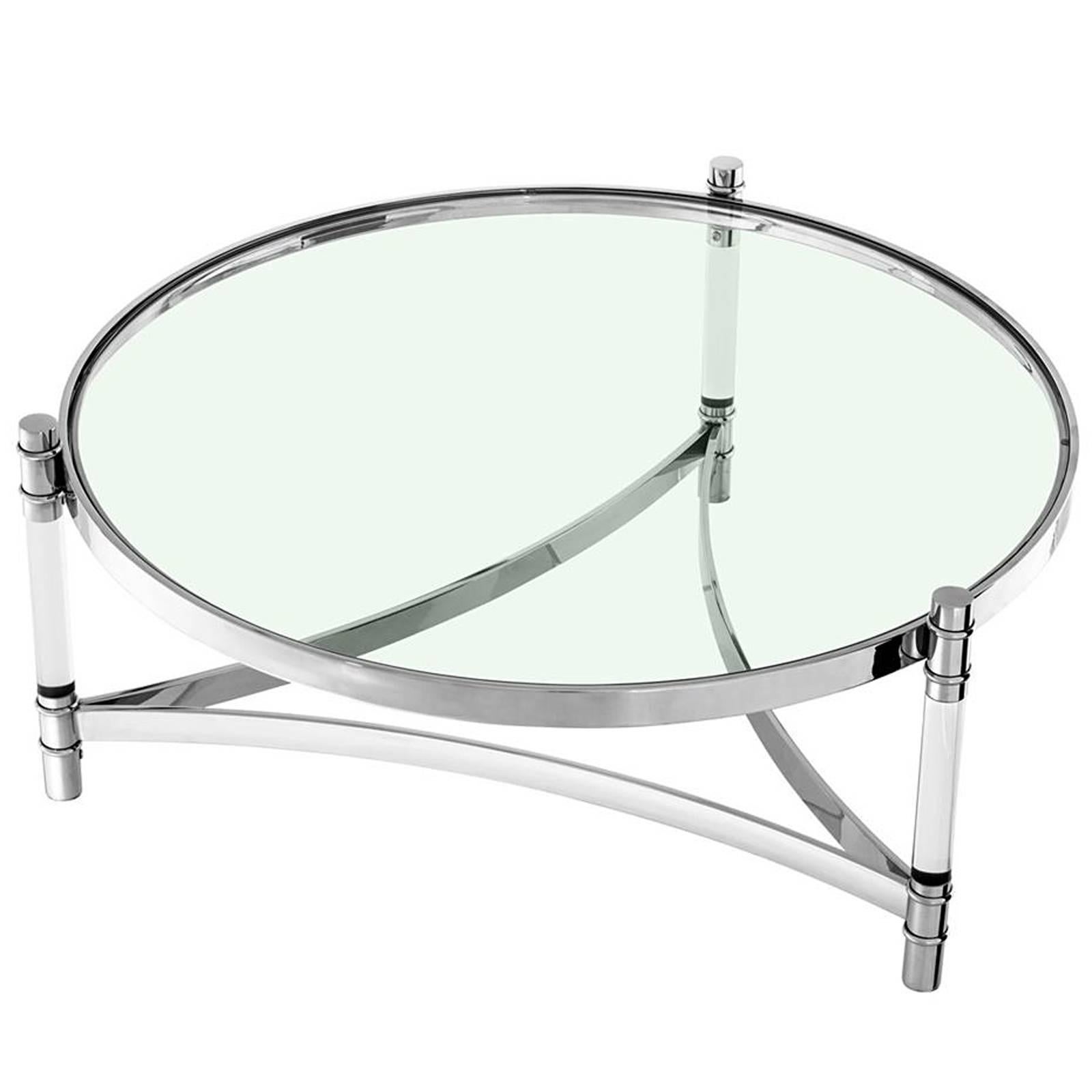 Chinese Tertio Coffee Table Clear Glass and Clear Acrylic