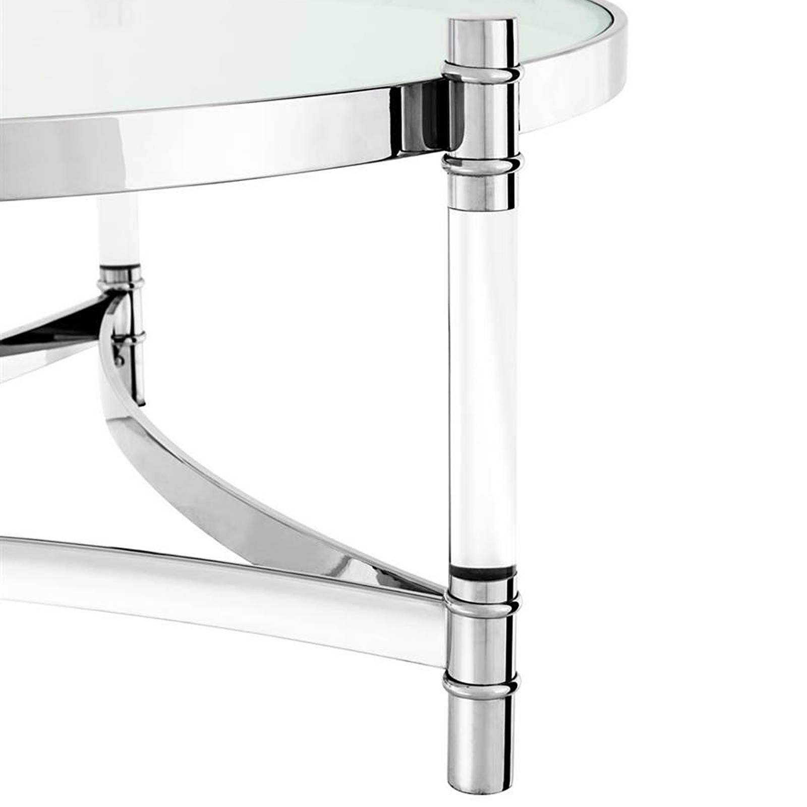 Polished Tertio Coffee Table Clear Glass and Clear Acrylic