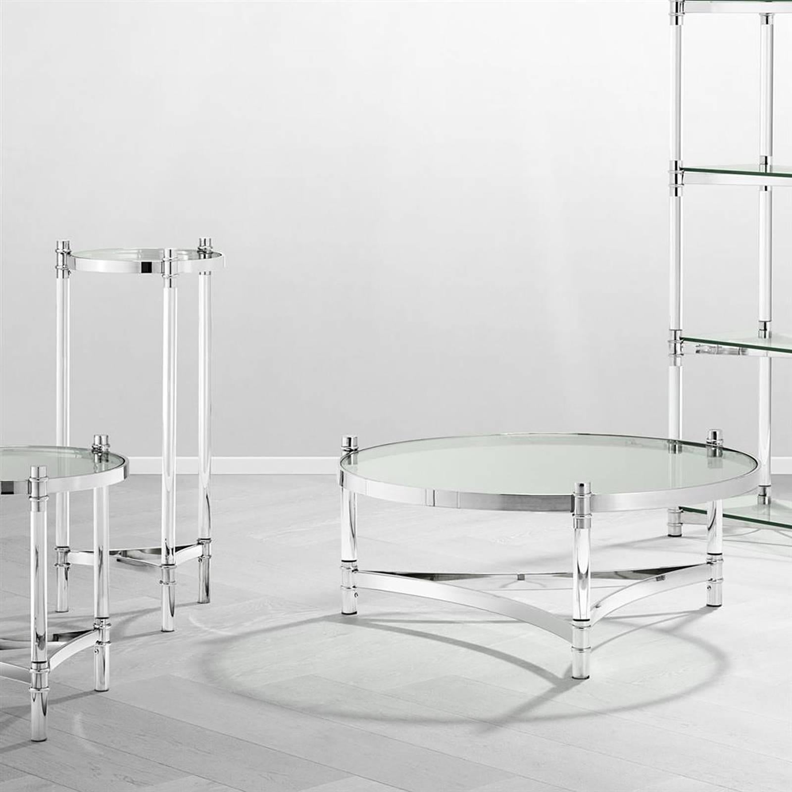 Contemporary Tertio Coffee Table Clear Glass and Clear Acrylic