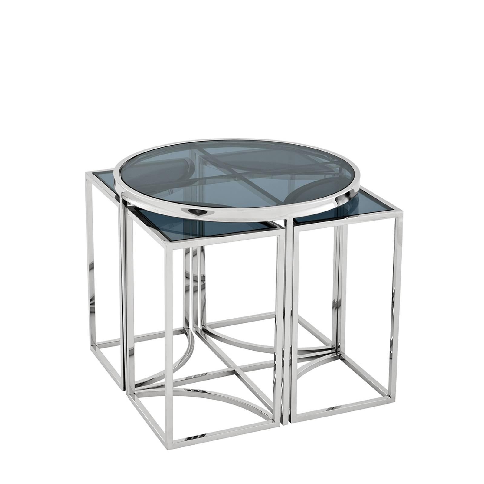 Four Pieces Side Table in Gold Finish or Polished Stainless Steel 3