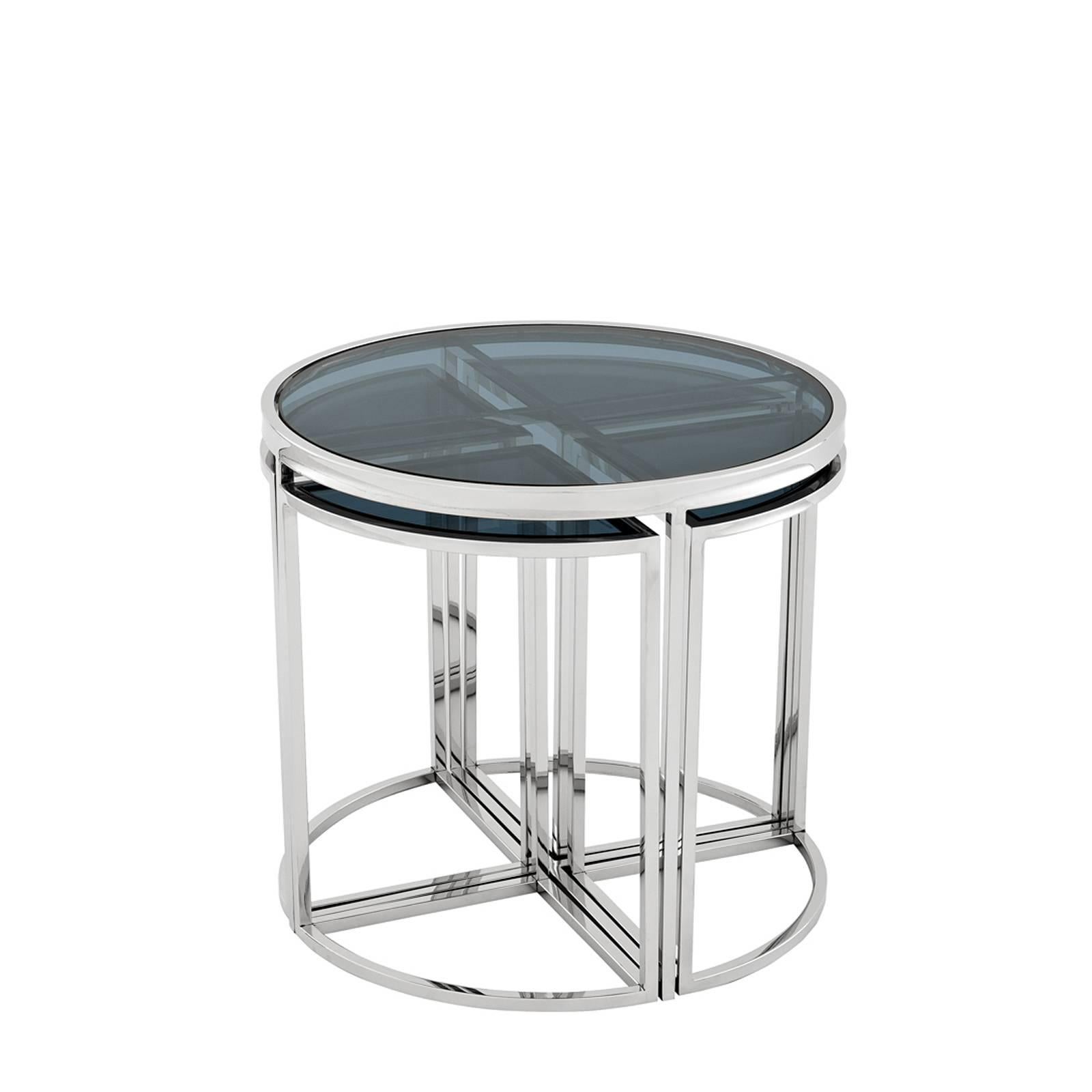 Four Pieces Side Table in Gold Finish or Polished Stainless Steel 2
