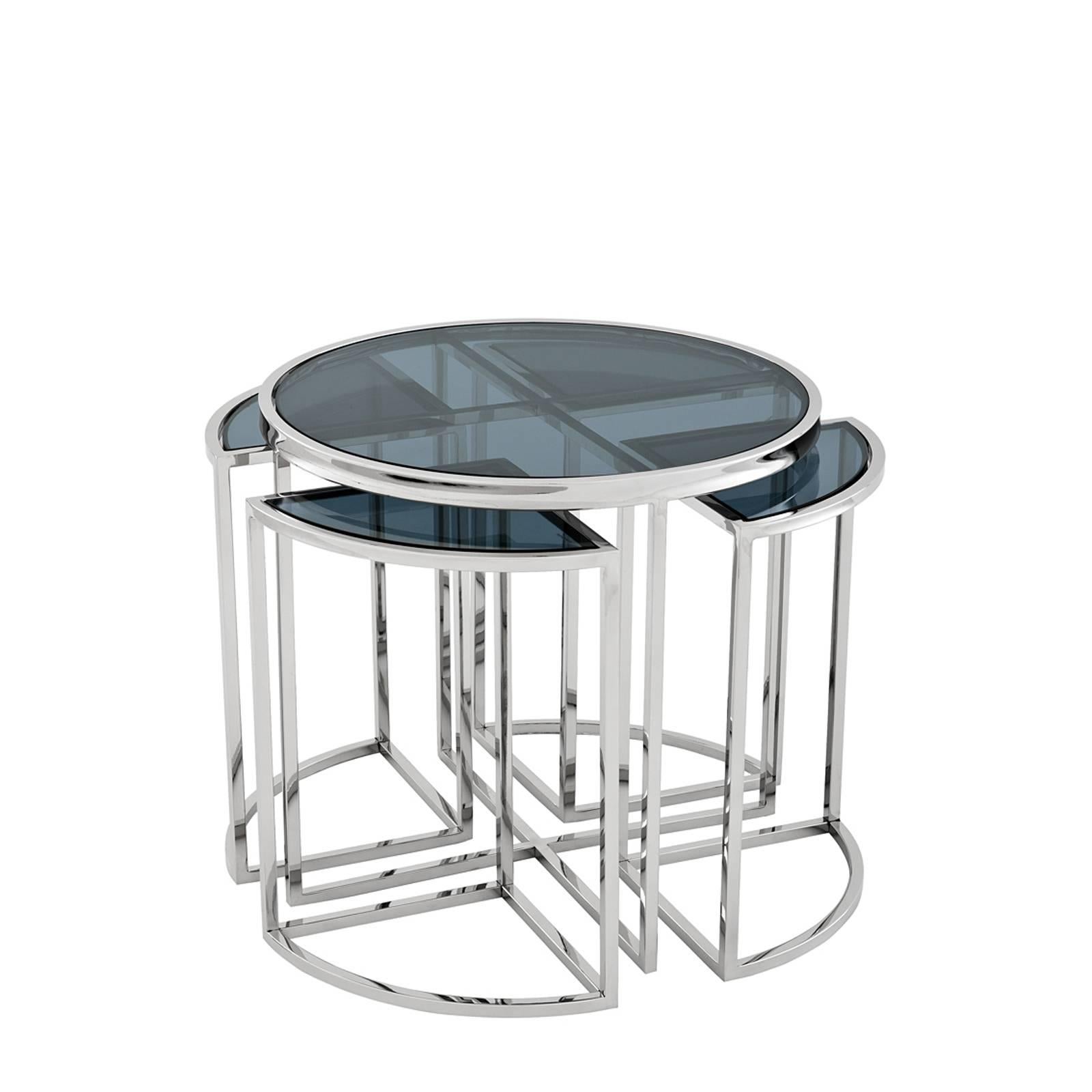 Four Pieces Side Table in Gold Finish or Polished Stainless Steel 1