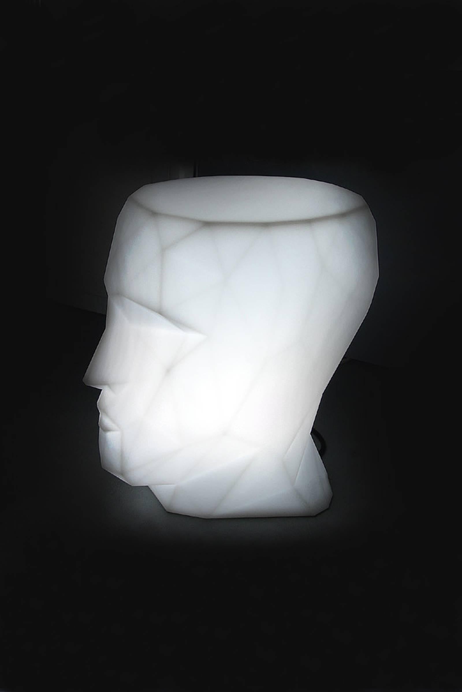 Color Led Light Head Side Table or Stool in White Resin, 2017 2