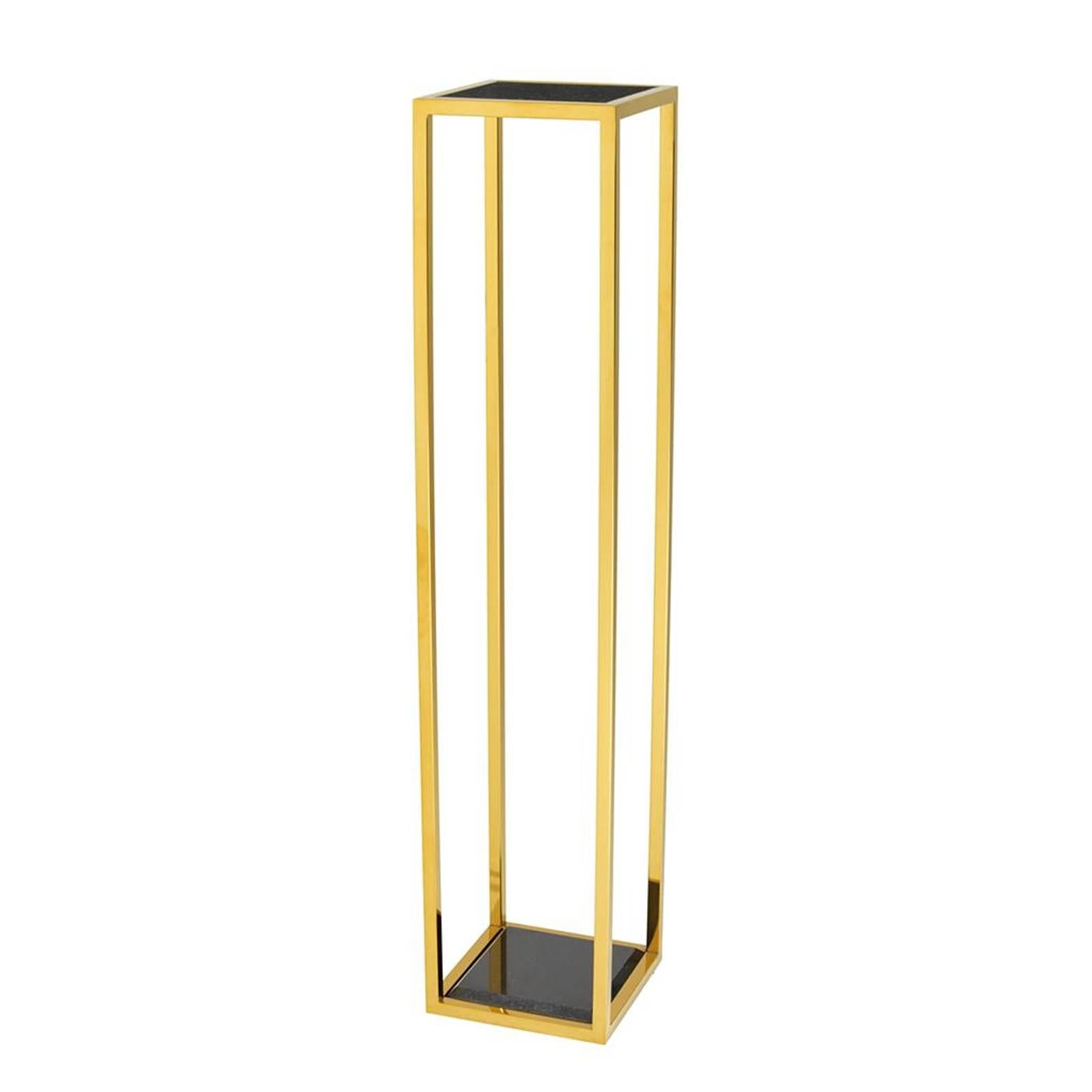 Dutch Orphy Colomn in Gold Finish or Polished Stainless Steel with Black Marble
