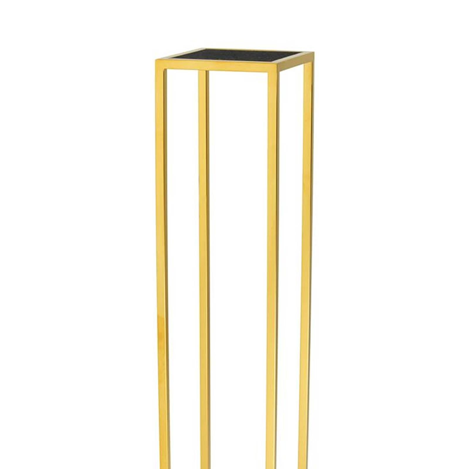 Blackened Orphy Colomn in Gold Finish or Polished Stainless Steel with Black Marble