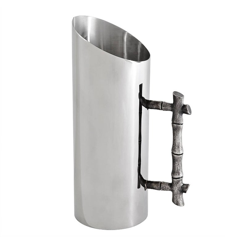 Bamboo Pitcher in Nickel Finish and Silver Plated For Sale at 1stDibs