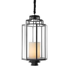 Robello Lantern in Black Finish with Cream Lampshade