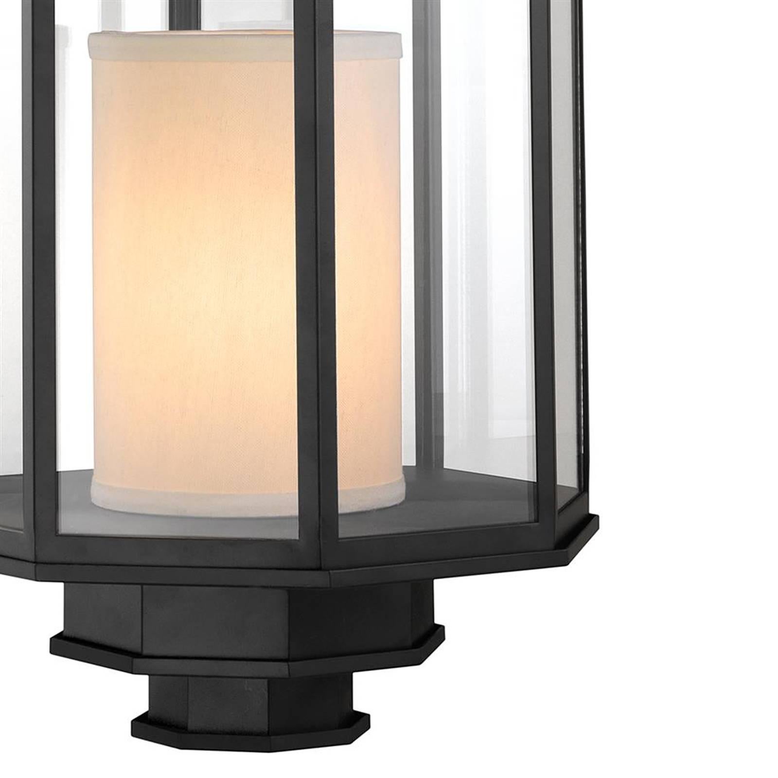 Robello Lantern in Black Finish with Cream Lampshade In Excellent Condition In Paris, FR