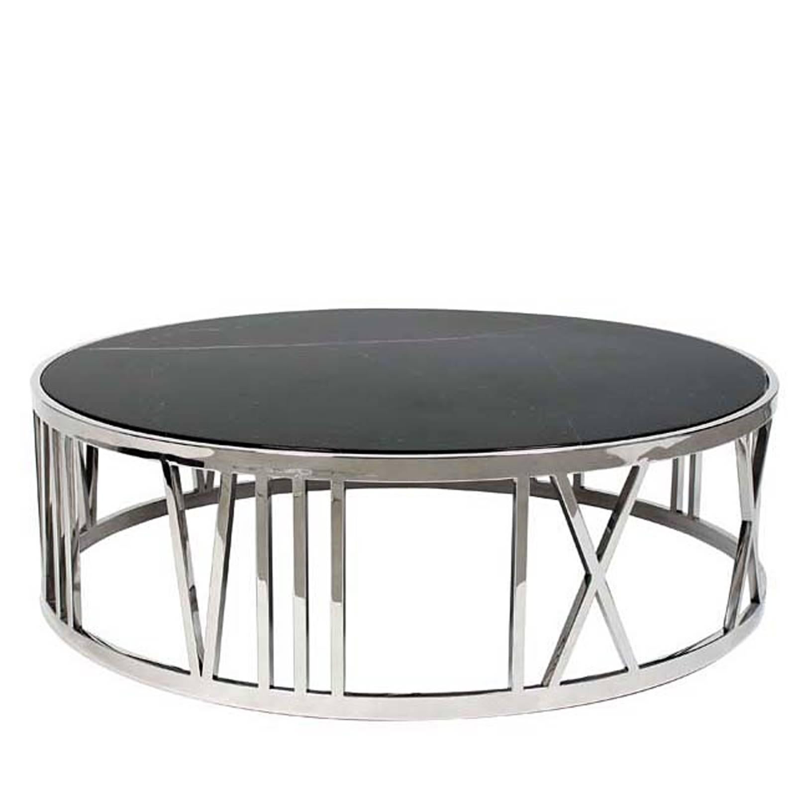 Contemporary Romain Coffee Table in Gold Finish and Brown Marble