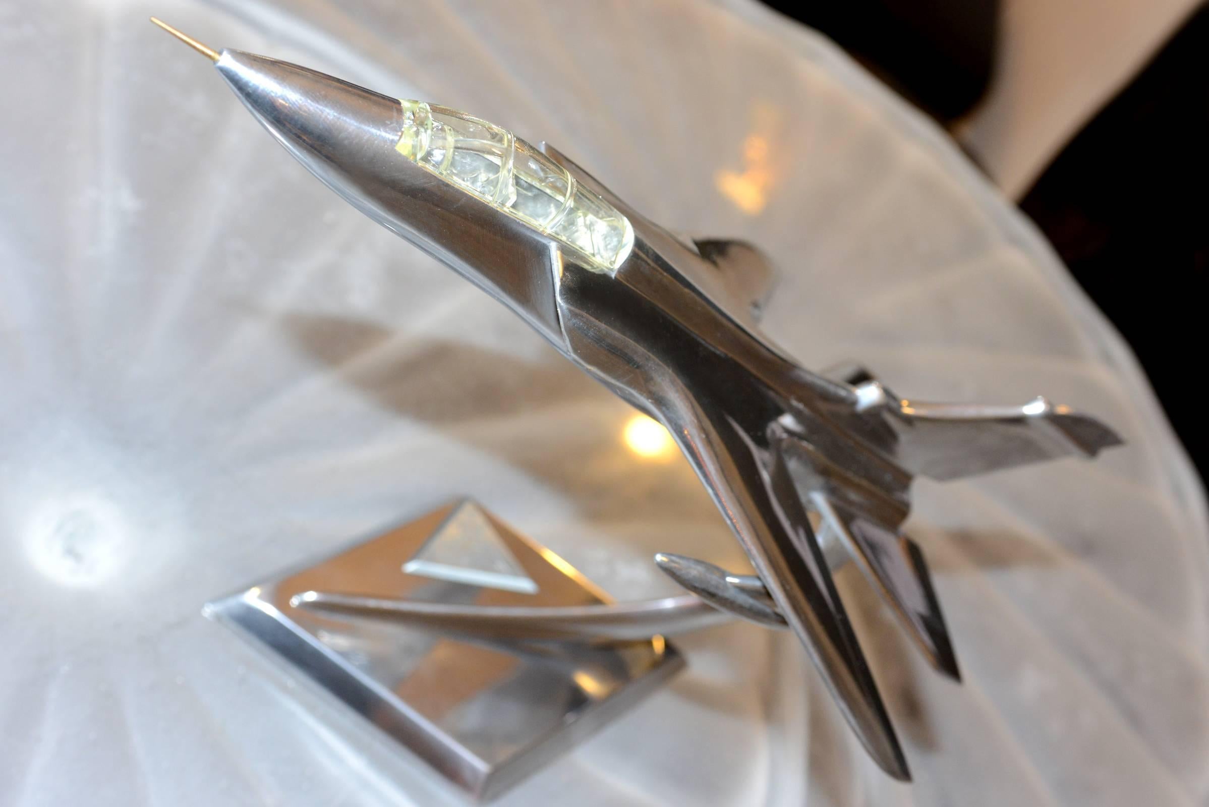 French Tornado Fighter Model in Polished Aluminium, 1974