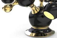 Black Pearl Table Lamp in Glossy Black Finish and Gold Plate Structure