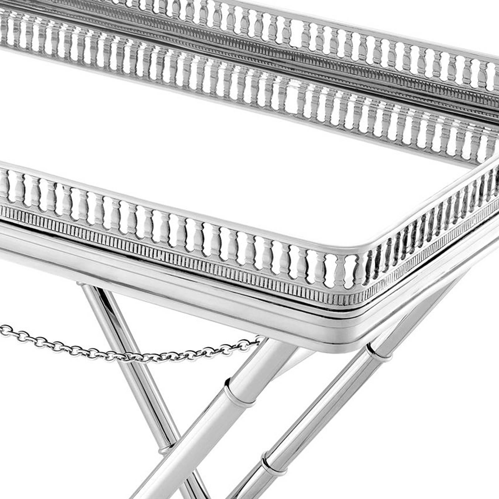 Beveled Chrome Butler Tray in Polished Nickel Finish and Mirror Glass