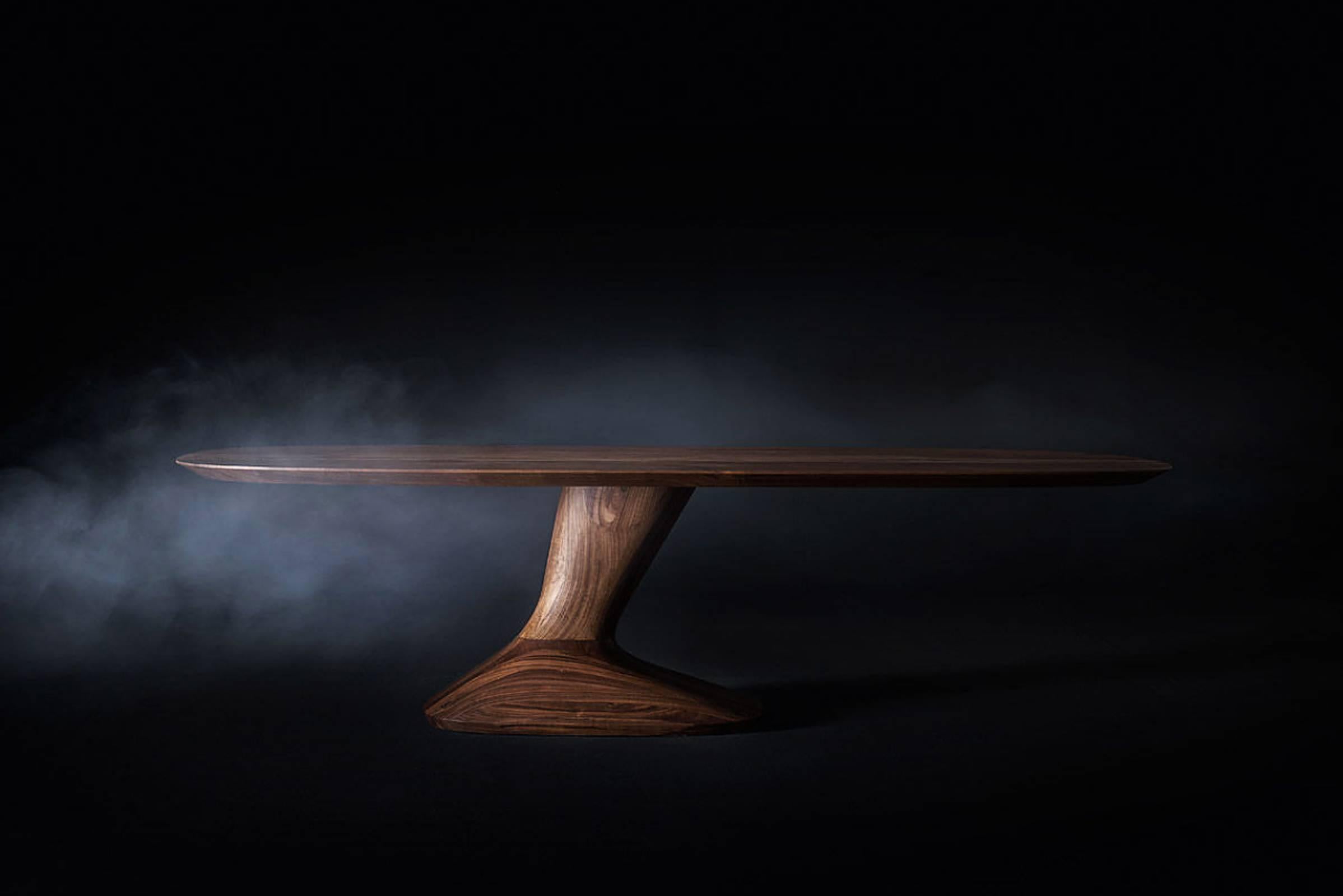 Dining table racing in solid walnut wood made of smoothed
edges and glued lists. With asymmetrical lateral base
Natural wax of vegetable origin with pine extracts finish.
Available in:
L 240 x D120 x H 75cm, price: 28900,00€
L 260 x D120 x H 75cm,