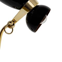 Lámpara de Sobremesa Retro en Acabado Negro Brillante y Estructura Dorada