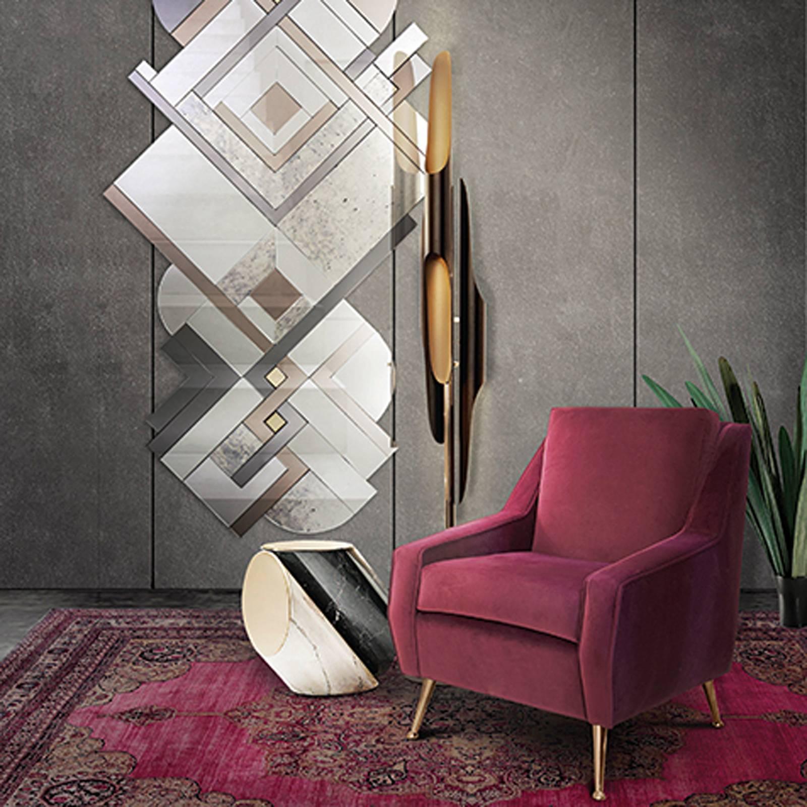 Contemporary Tubas Floor Lamp in Black Matte Steel and Gold-Plated For Sale