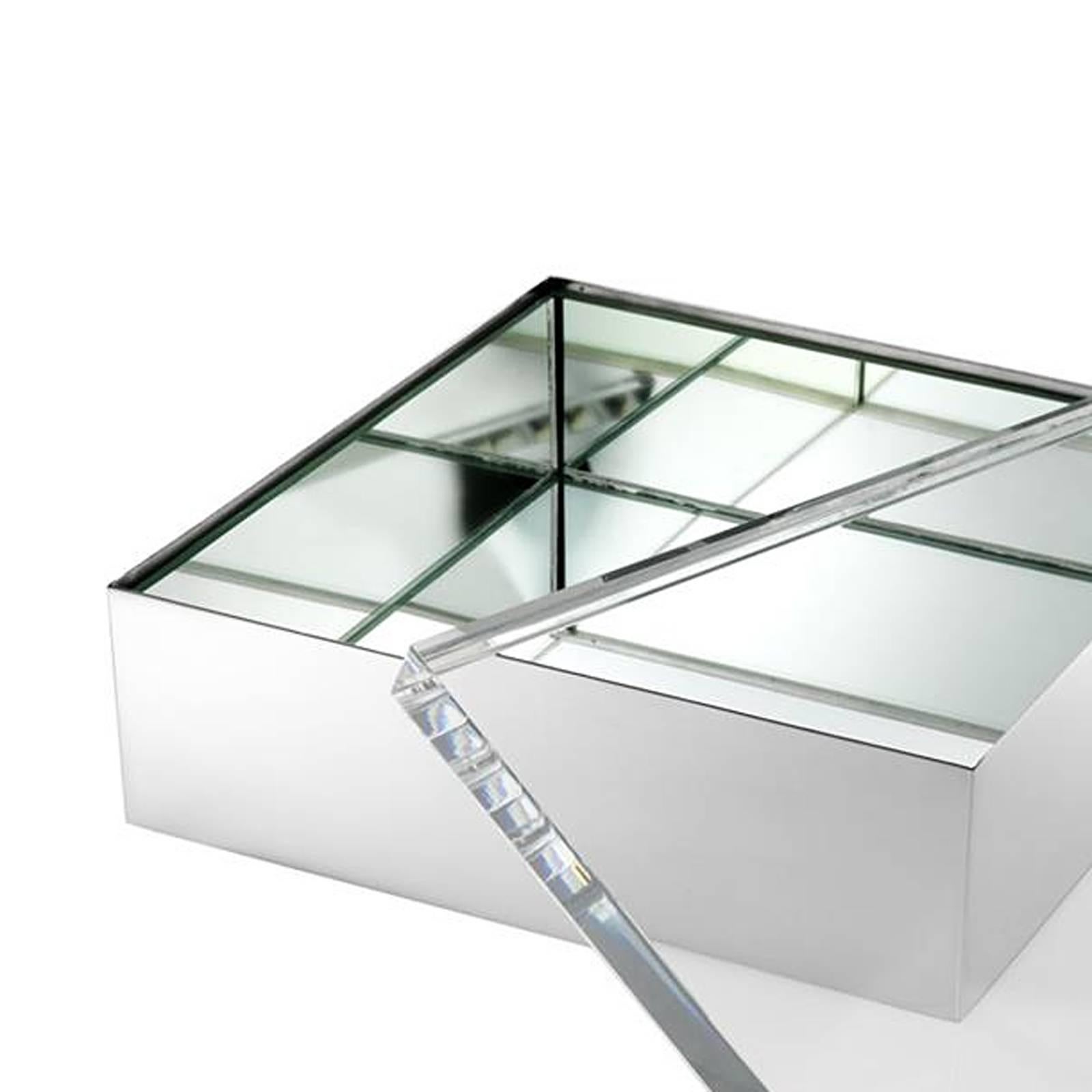 Contemporary Clear Box in Nickel Finish and Clear Glass