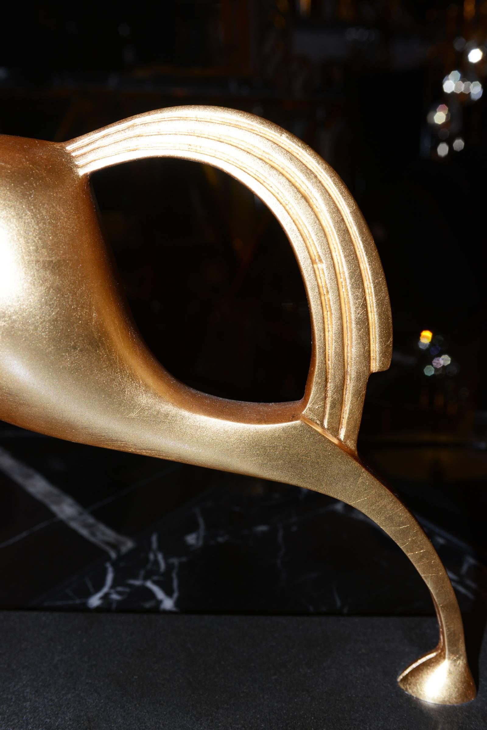Sculpture de cheval grec en bronze massif:: finition feuille d'or 2