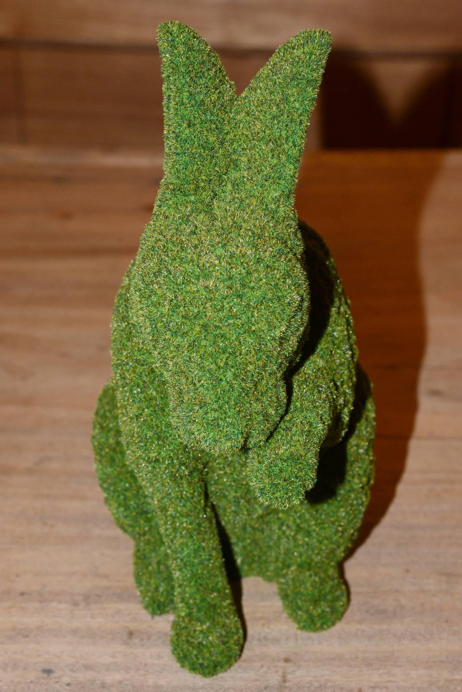 Contemporary Garden Rabbit Sculpture in Synthetic Turf