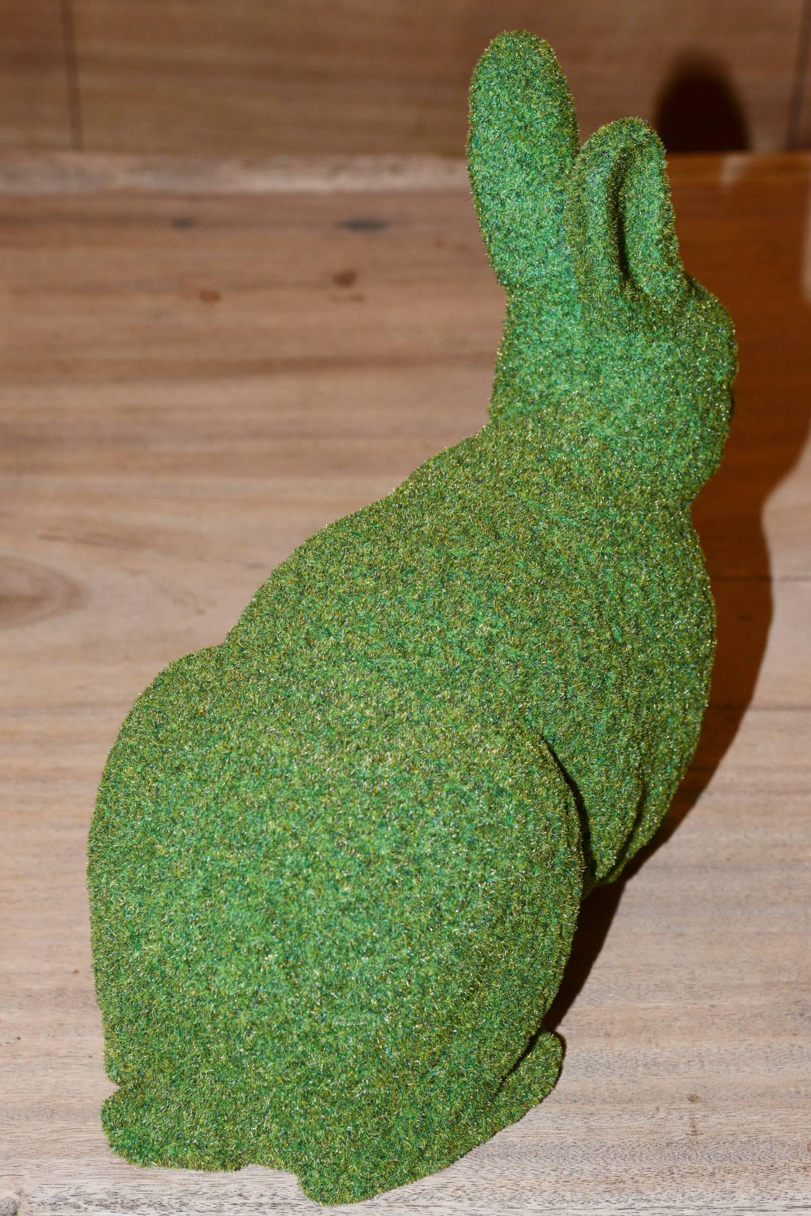 Hand-Crafted Garden Rabbit Sculpture in Synthetic Turf