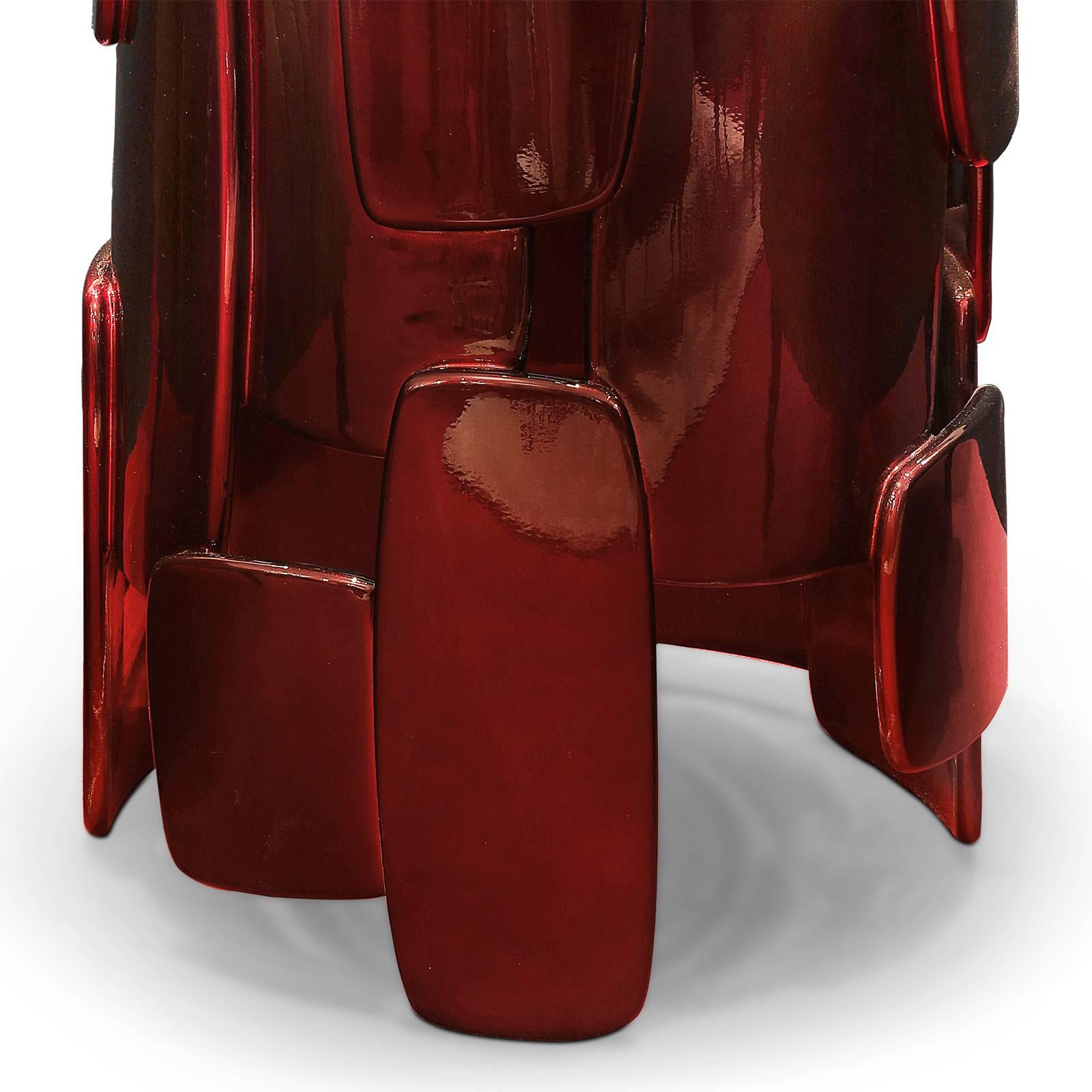 Brazero Beistelltisch mit schwarzer und roter glänzender Lackierung (Portugiesisch) im Angebot