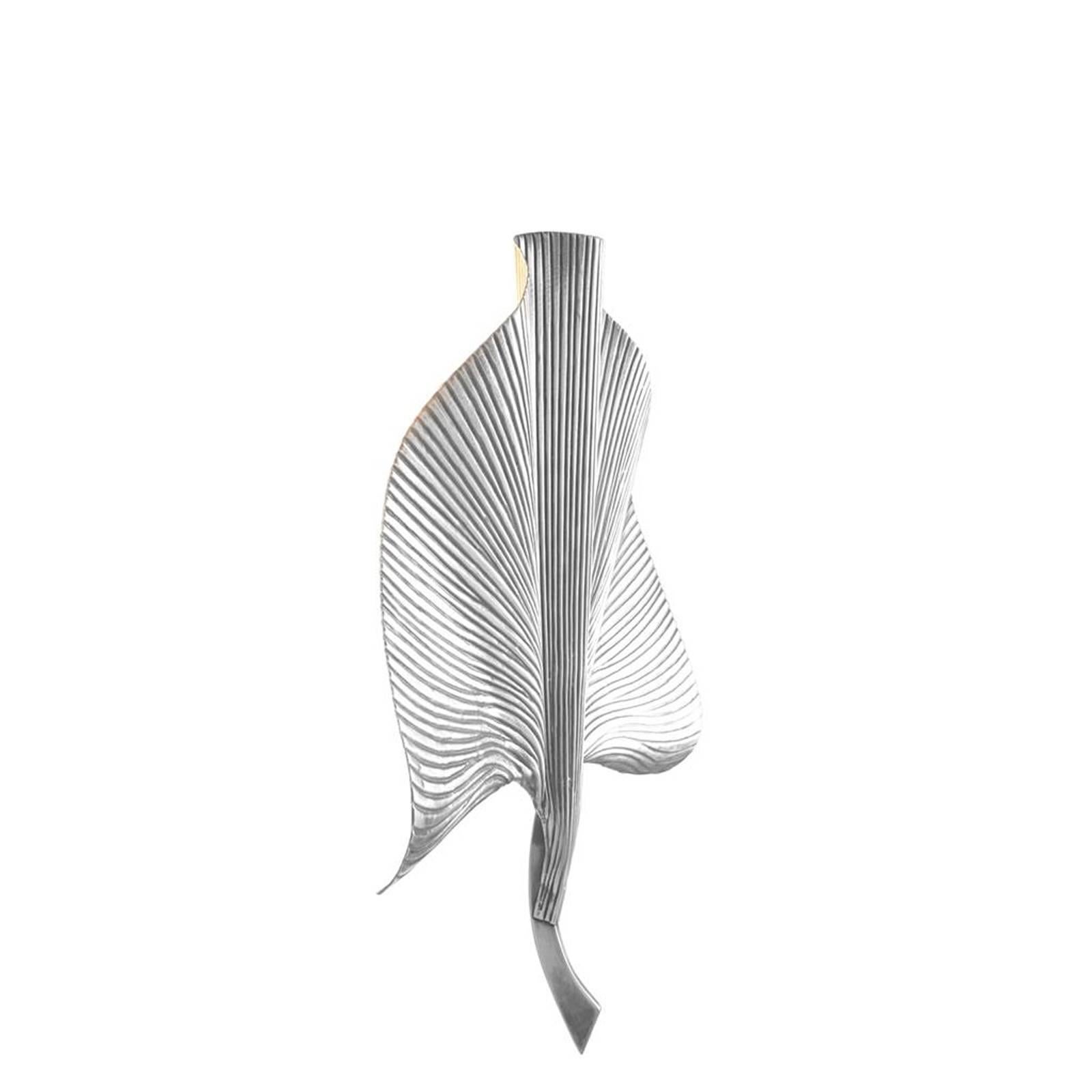 Ginko Biloba Wall Lamp in Tarnished Silver Plated Finish In Excellent Condition For Sale In Paris, FR