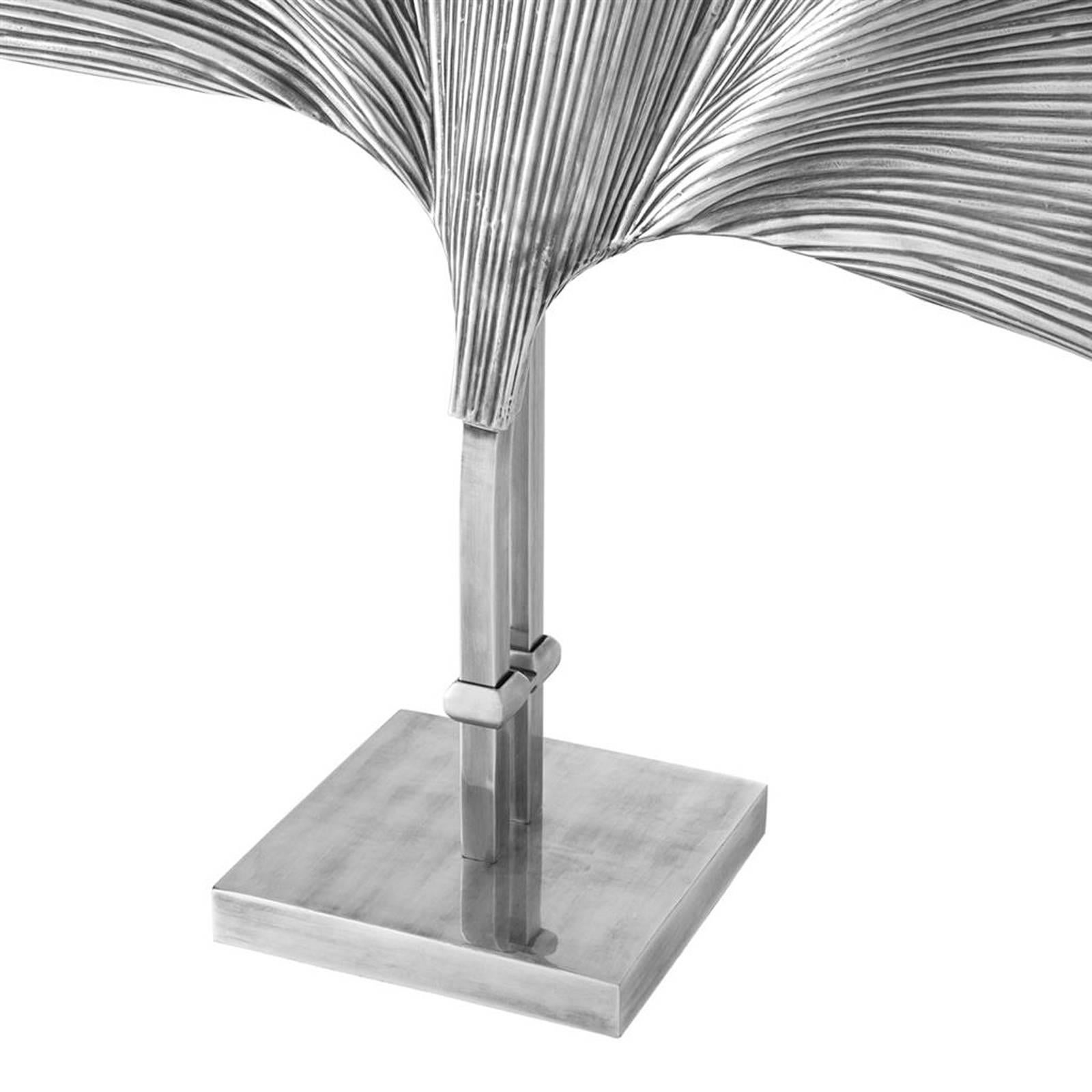 Contemporary Ginko Biloba Table Lamp in Tarnished Silver Plated Finish