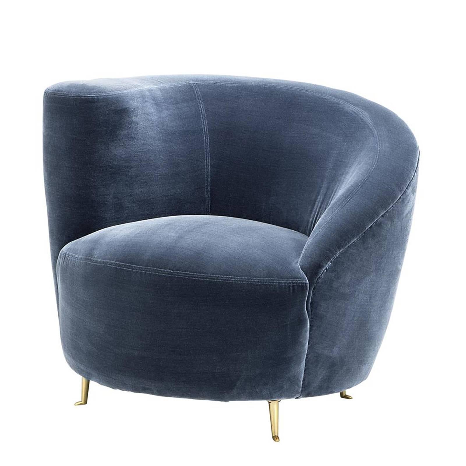 Lounge Faded Blue Armchair Velvet Upholstered