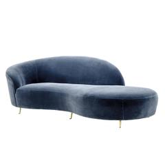 Sofa Lounge Faded Blue Velvet Upholstered