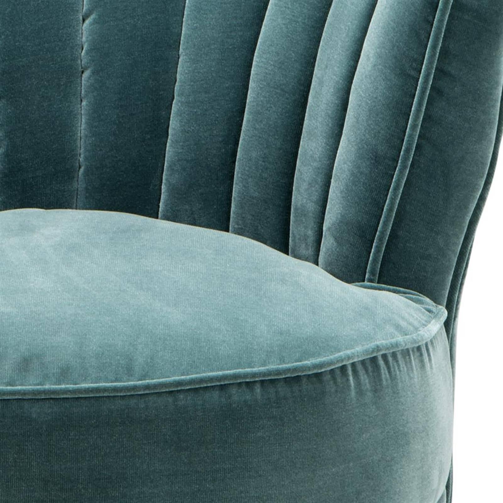 Hand-Crafted Wing Chair Left with Turquoise or Black Velvet Fabric