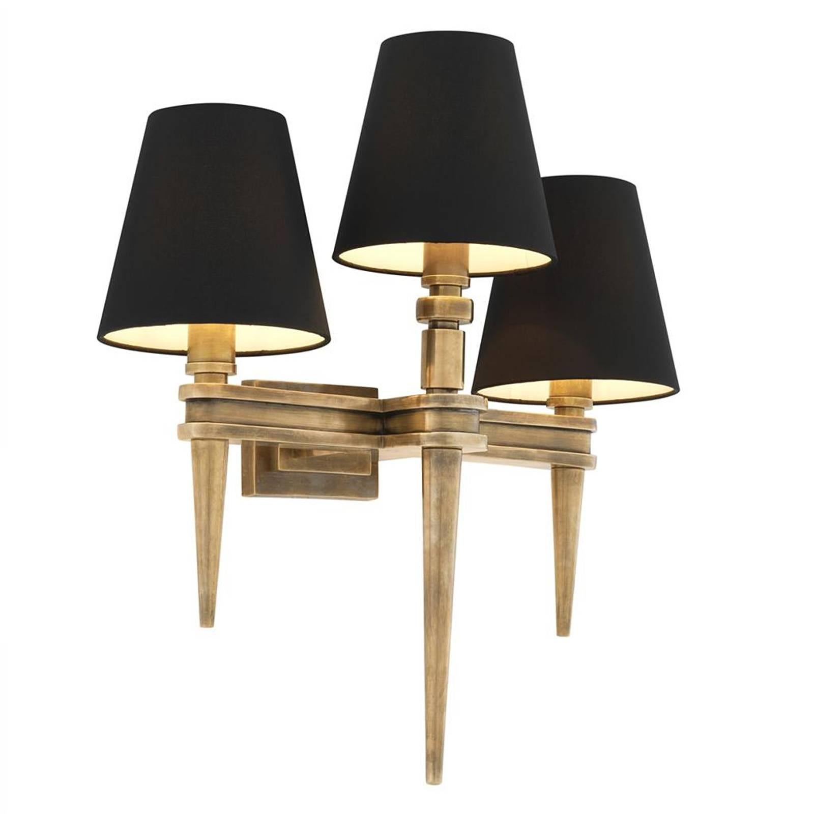 Austerlitz Triple Wall Lamp in Vintage Brass or in Nickel Finish For Sale