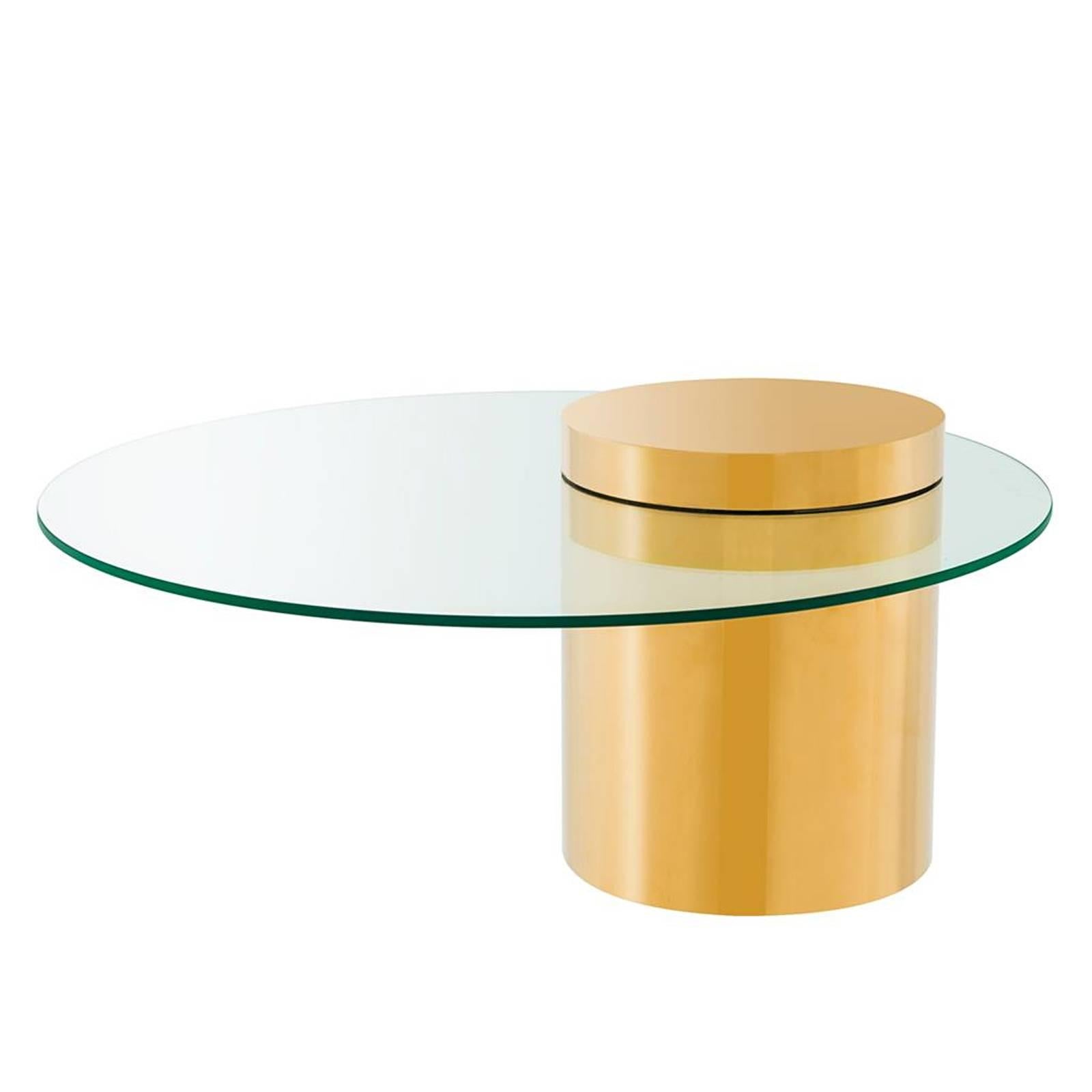 Balance Coffee Table in Gold Finish with Glass Top