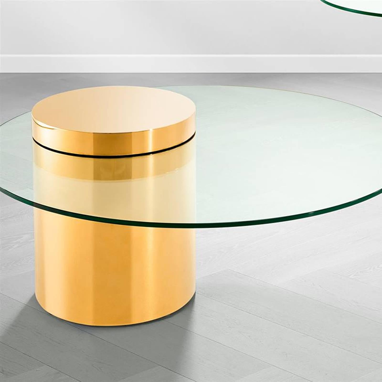 Stainless Steel Balance Coffee Table in Gold Finish with Glass Top