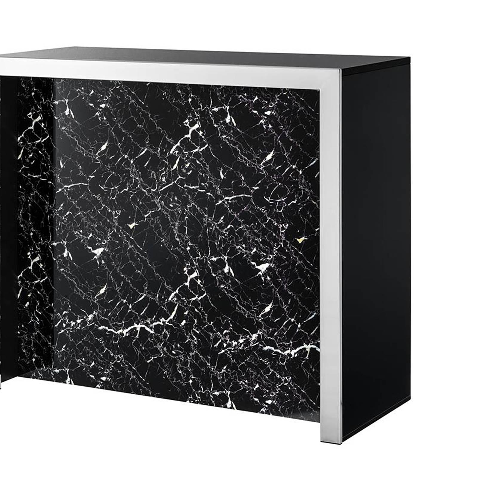 Chinese Mac Allister Bar with Black Resin Marble and Black Glass