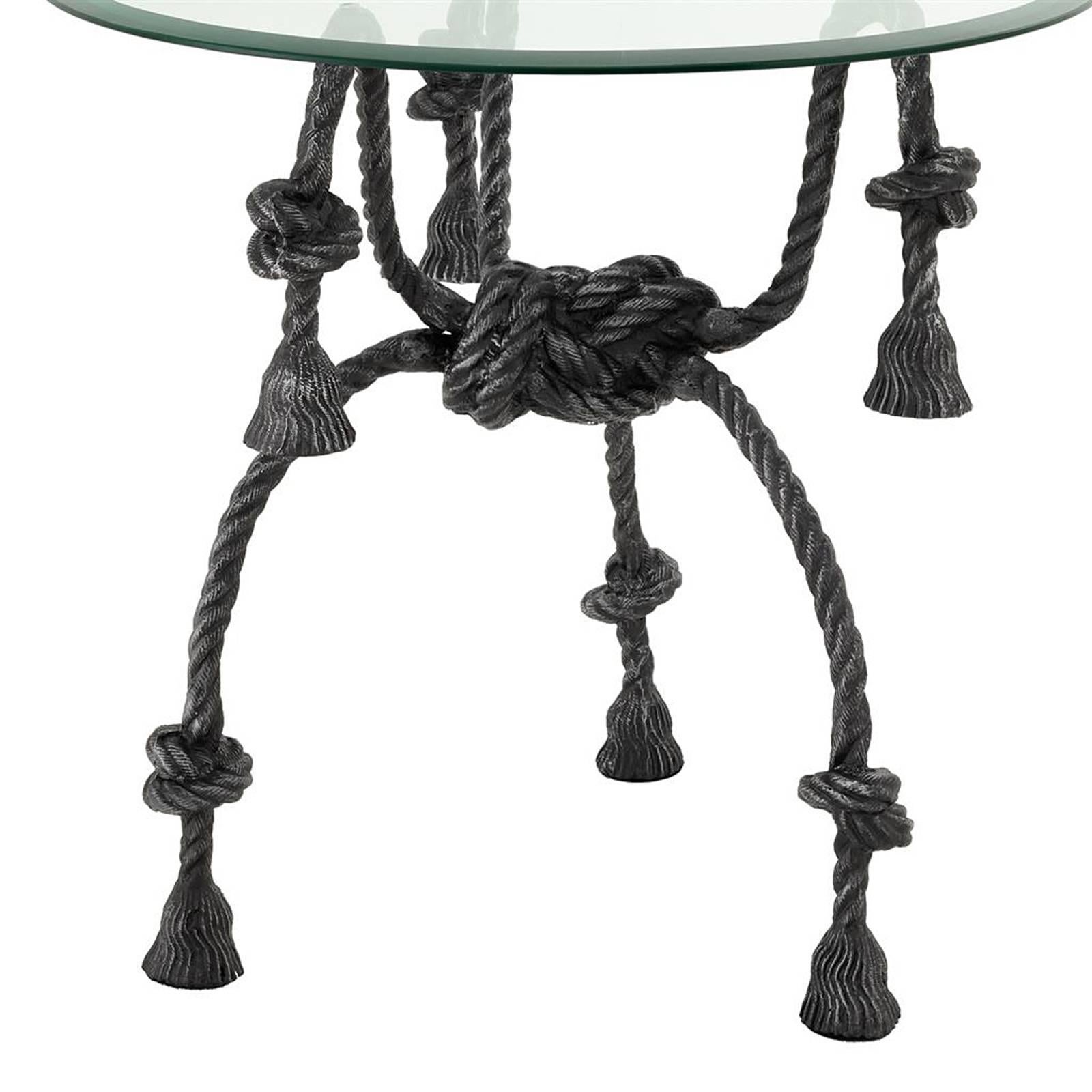 Beveled Intertwine Side Table in Gunmetal Finish