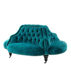 Follies Sofa in Green Duck Velvet or Cigar Genuine Leather 8