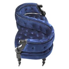 Duo Sofa in Blue Velvet or Black or Ecru Velvet Fabric