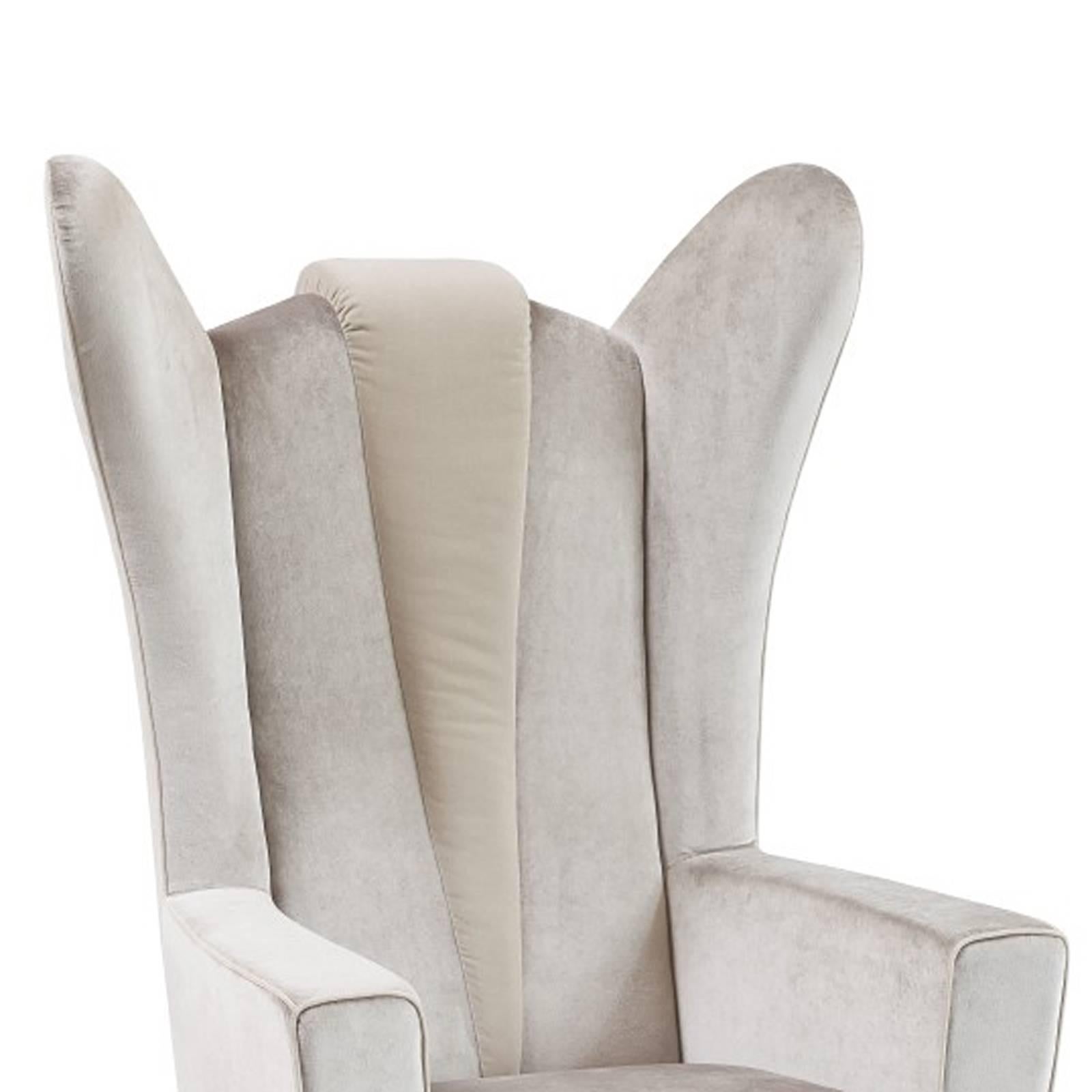 Italian Empire State Armchair in Black or Grey Velvet or in Painted Ecoleather