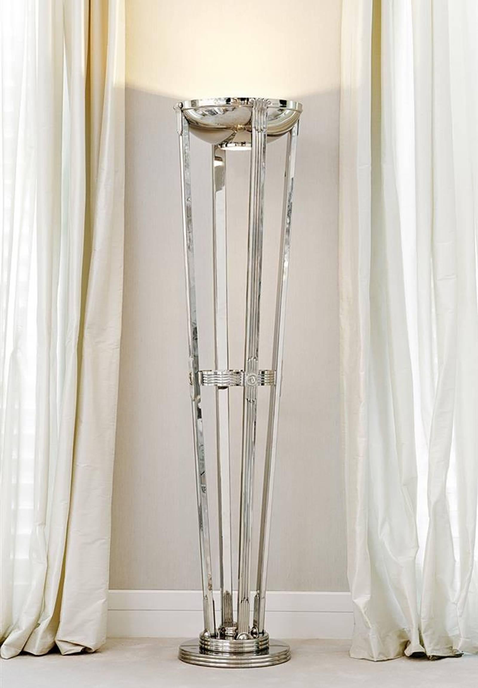 Contemporary Gatsby Floor Lamp in Nickel Finish or Antique Bronze Finish