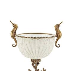 Sea Horse Cup in White Carved Porcelain