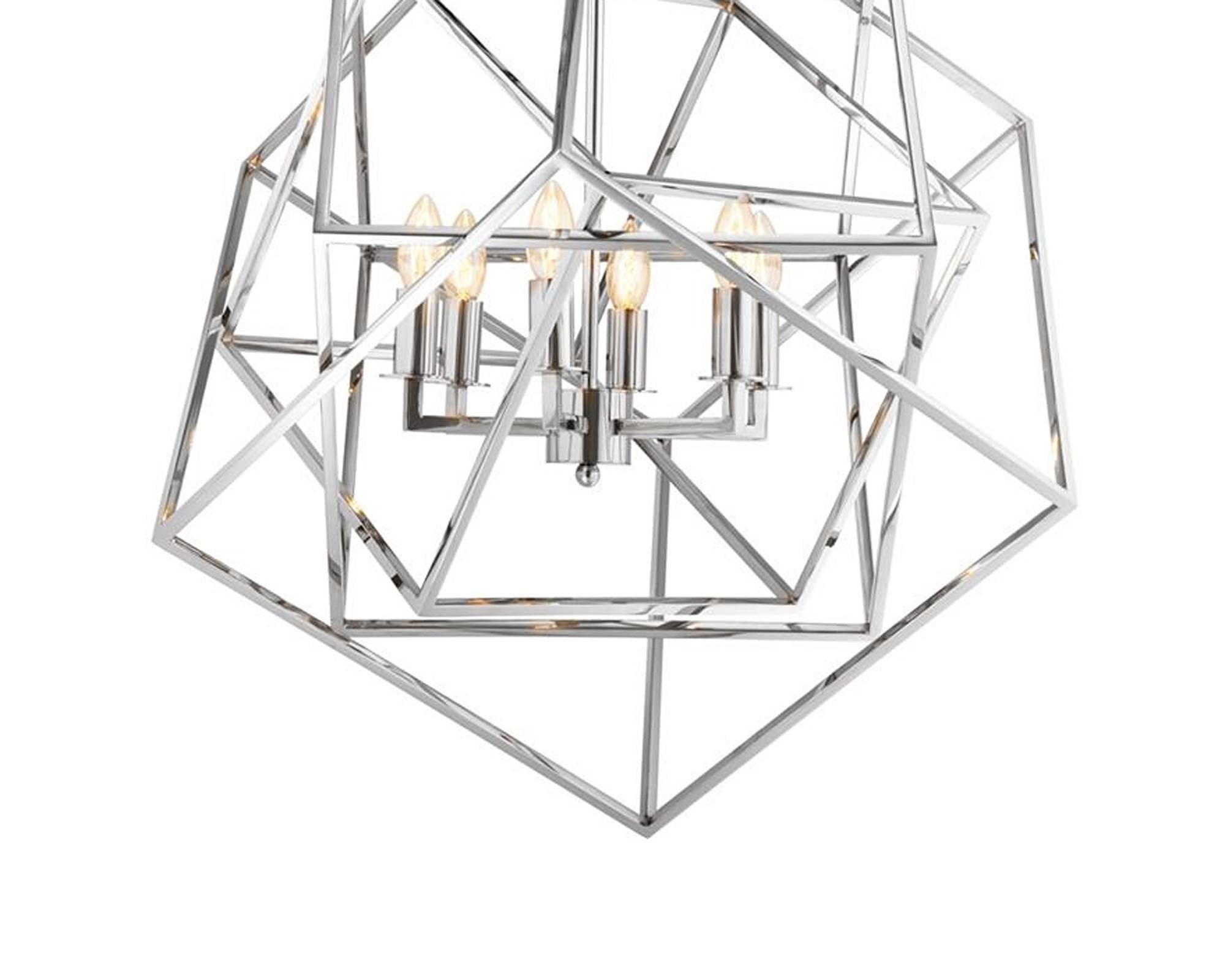 So Cube Chandelier in Vintage Brass or Nickel Finish In Excellent Condition For Sale In Paris, FR