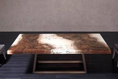 Creatis Table Hand-Painted Lacquered Solid Wood
