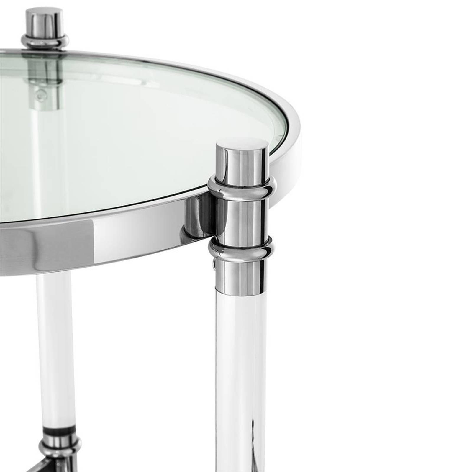 Tertio Side Table Clear Glass and Clear Acrylic In Excellent Condition In Paris, FR
