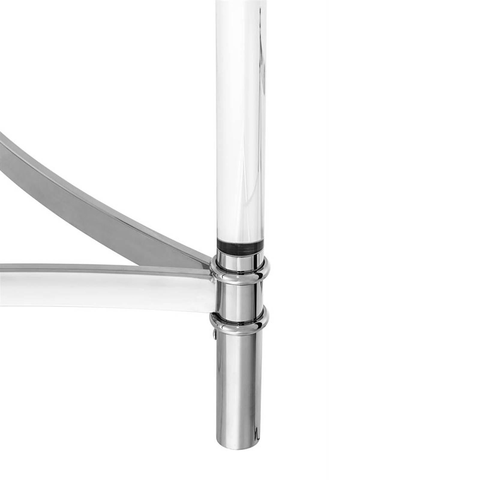 Contemporary Tertio Side Table Clear Glass and Clear Acrylic