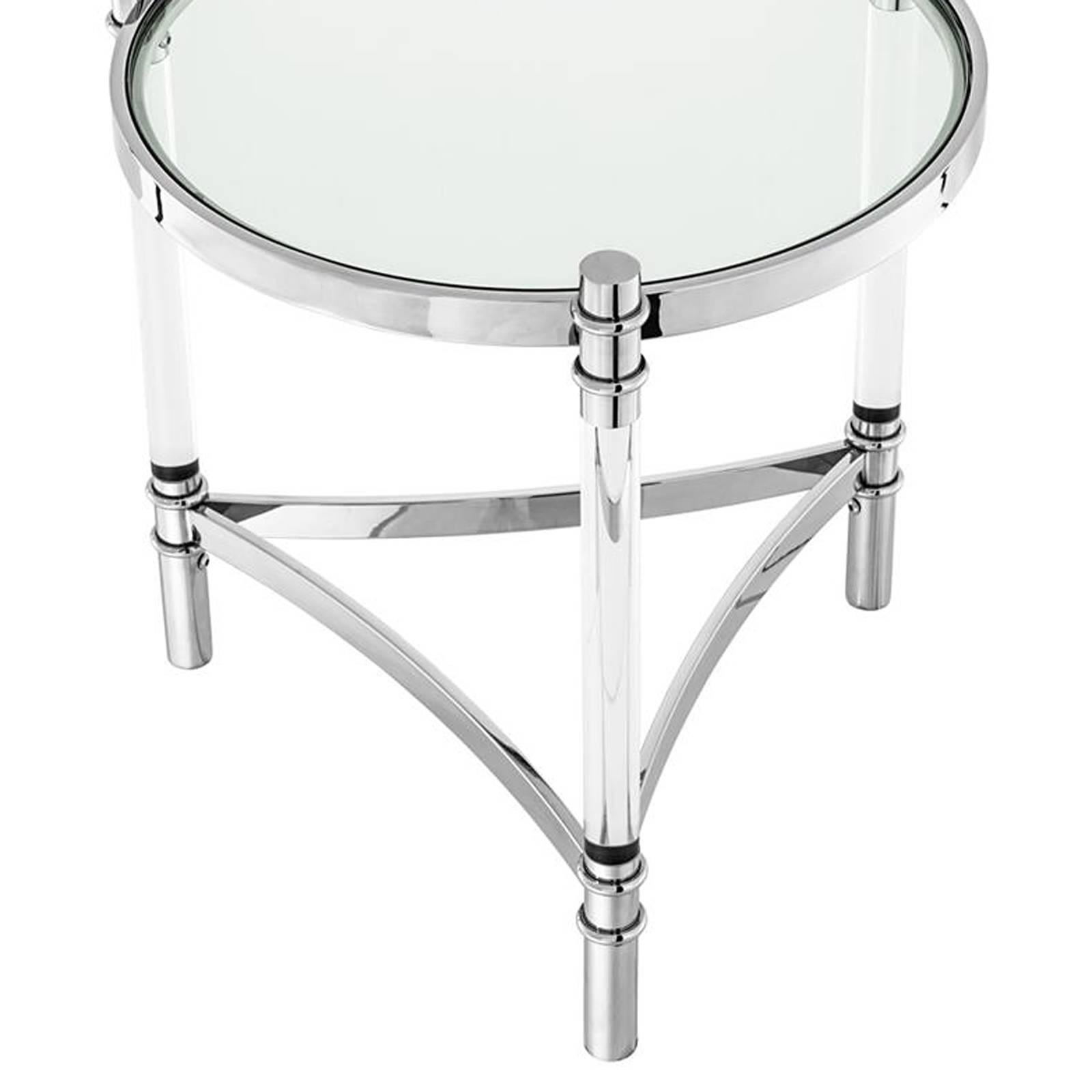 Hand-Crafted Tertio Side Table Clear Glass and Clear Acrylic